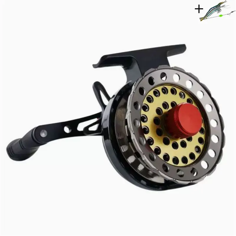 Metal Raft Fishing Reel Gear Ratio 2.6:1 Left / Right Hand Alarm Switch for Ice Fishing Outdoor Gumai Angling Adult Lovers