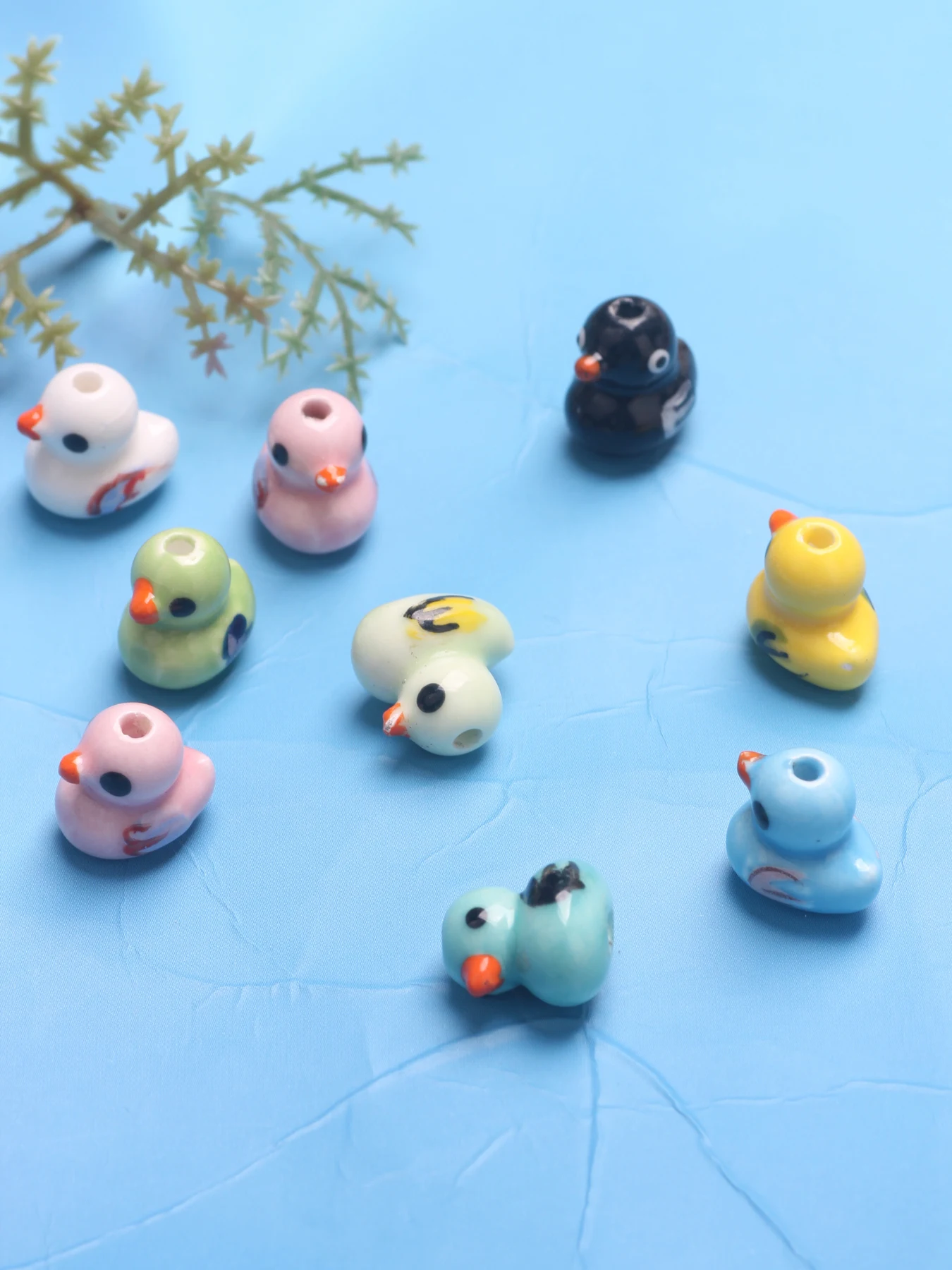 6Pcs/Bag 12MM Cute Ceramic Duck DIY Handmade Bead Material Bracelet Necklace Jewelry Loose Bead Accessories