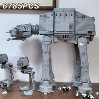Land Transport Battle Robot AT-AT Set Moc Building Block Bricks Star Model Toy Set Gifts Kids World Christmas 6785pcs 75313