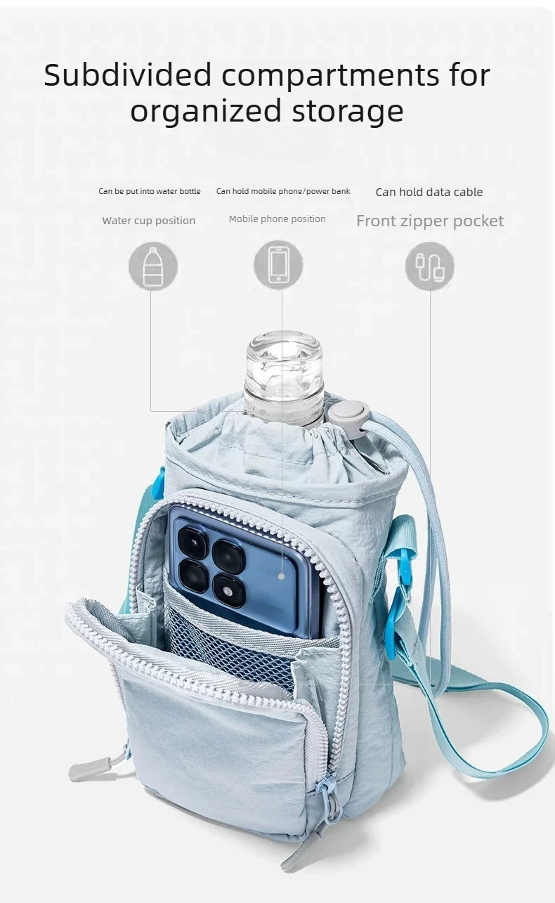 Outdoor travel kettle bag multi compartment portable diagonal cross bag men's and women's running sports phone bag