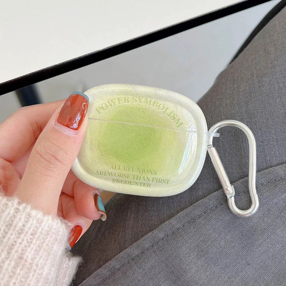 Gradient Xanh Hào Quang Dành Cho Tai Nghe AirPods Pro 2 Đáng Yêu Dành Cho Không Khí Quả 2 3 Cao Cấp Thế Hệ Mới Tròn Vỏ tai Nghe Chụp Tai Phụ Kiện