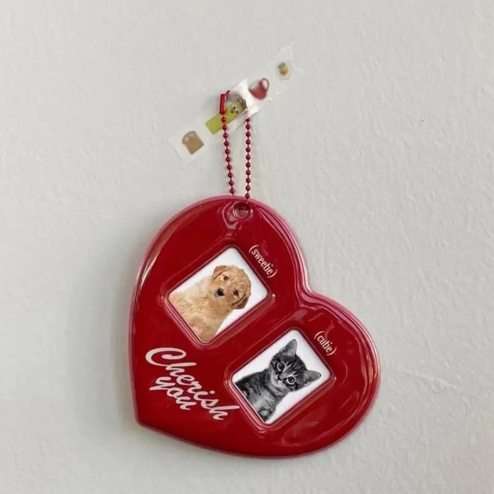 High Quality PVC Photo Card Holder Love Heart Shape Korean Style Pendant Card Holder Idol Photo Frame