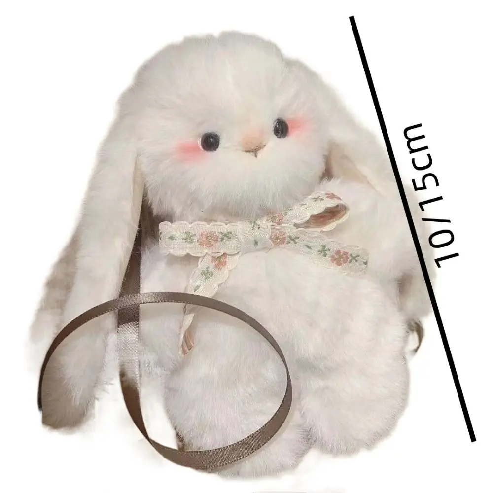 Hand-stuffed Lop-eared Rabbit Plush Toy Bellyband Fluffy Lop-eared Rabbit Plush Doll Soft Bowknot Plush Animal Doll