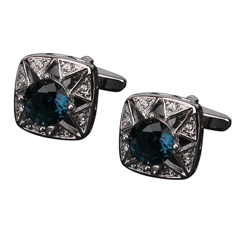 أزرار أكمام كريستالية للرجال لحفلات الزفاف، إكسسوارات قميص رسمية أنيقة للأعمال، هدية لعيد الأب والعريس #3