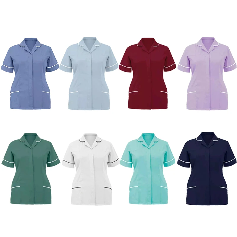 

Nurse Scrubs Medical Uniforms Dental Assistant Workwear Surgical Colthes Beauty Salon Pet Hospital Nursing Shirts Stretch HT025