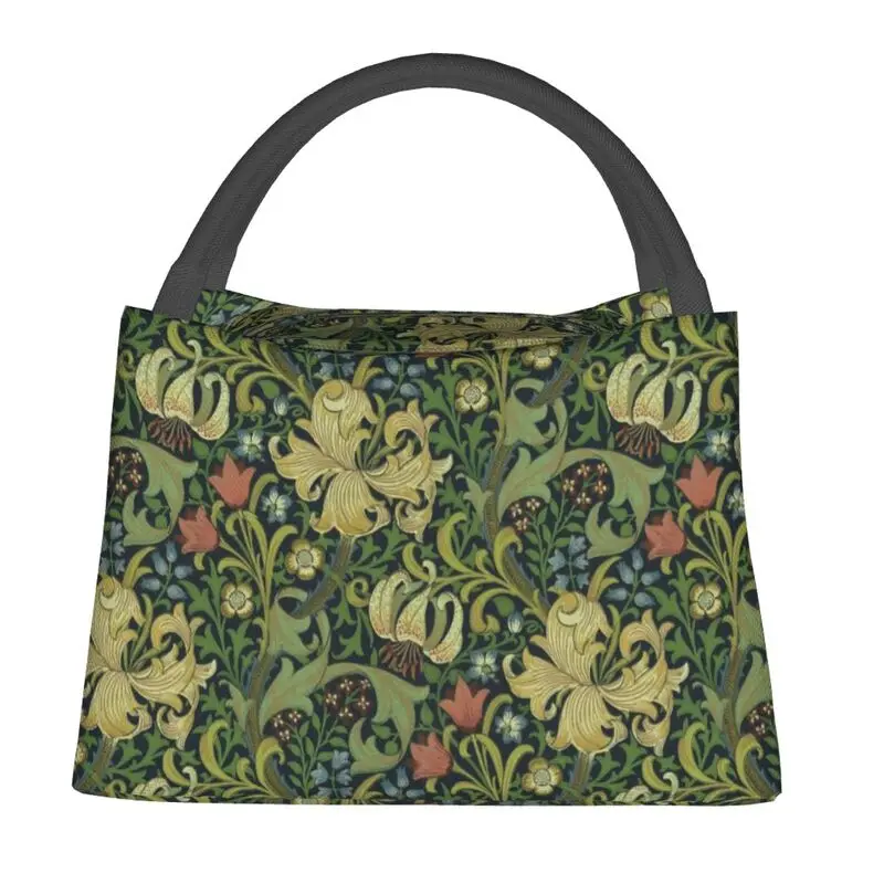 William Morris Bedrijf Geïsoleerde Lunchtas Voor Buiten Picknick Bloemen Textiel Patroon Waterdichte Thermische Koeler Lunchbox Vrouwen