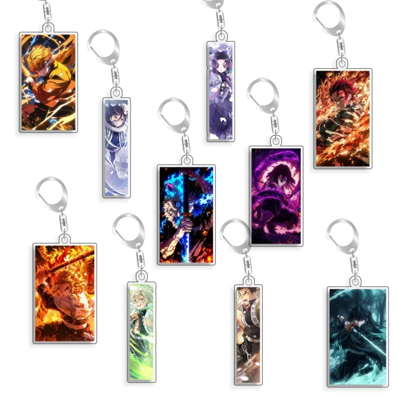 For Demon Slayer Tokito Giyuu Kamado Tanjiro Agatsuma Zenitsu Acrylic Selfmade Cartoon Anime Keychain Pendant Toy Gift 5cm
