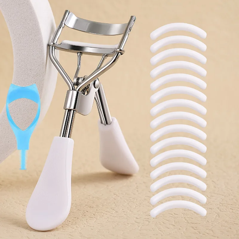 17PCS/SET Tool, 1pc Portable Eyelash Curler, 15pcs Silicone Pad, 1pc Eyelash Assist Device, Eyelash Curler, Suitable for Women