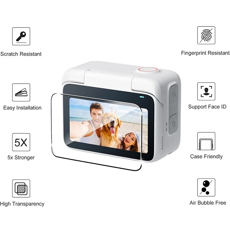 واقي شاشة عرض LCD من الزجاج المقسى الصلب + غطاء فيلم عدسة ناعمة من البولي يوريثان لملحقات حافظة كاميرا الحركة Insta360 GO 3S