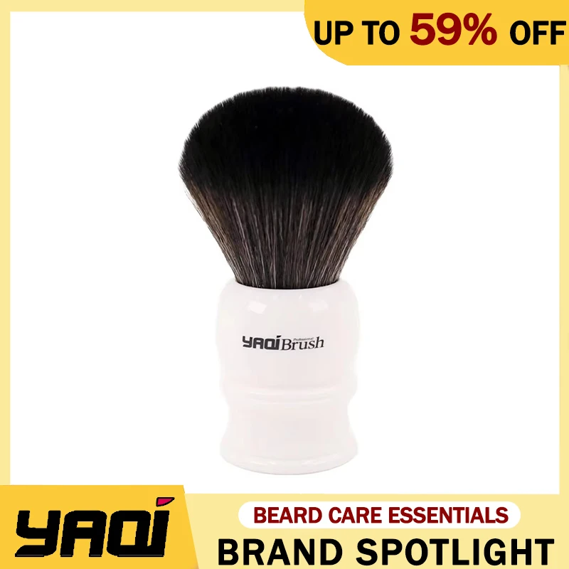 

Yaqi New 30mm Size Knot White Handle Black Synthetic Hair Shave Brush For Provides Comfortable Grip Enhancing Shaving Experience
