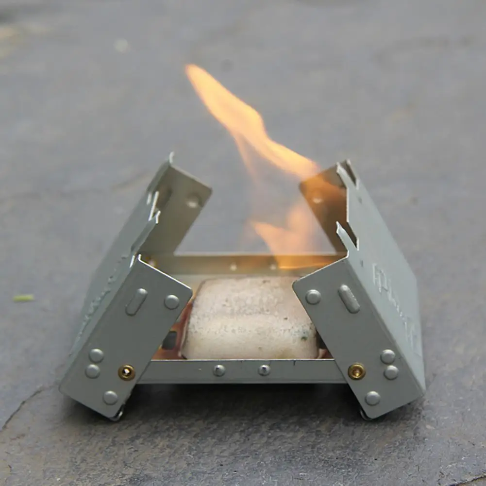 

Foldable Alcohol Stove with Vent Holes Corrosion Resistant Portable Outdoor Cooking Stove Mini Camp Cooker Wind Shield