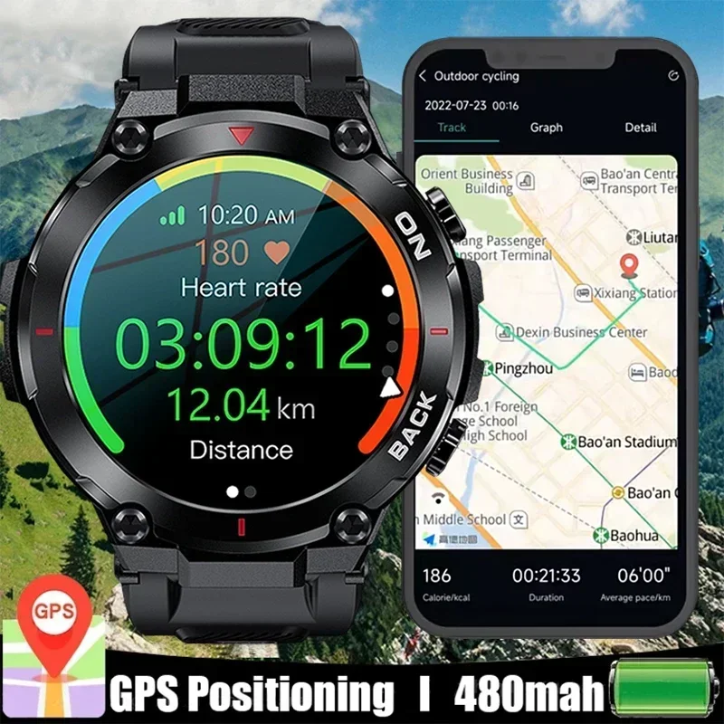 Reloj inteligente deportivo para hombre, pulsera con GPS, recordatorio de llamadas, frecuencia cardíaca, resistente al agua IP68, para Android e IOS, novedad de 2024