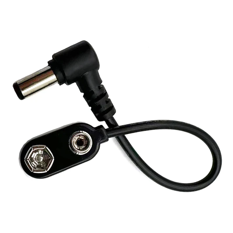 Effect Pedal 9V Battery Clip Converter Power Cable Snap Connector DC Power 5.5*2.1 Male 90° Right Angle Jack,Guitar Accessories