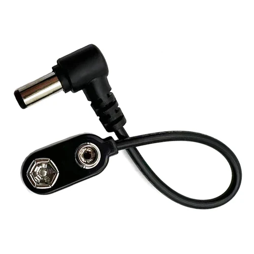 Pedal de efecto 9V Clip de batería Convertidor Cable de alimentación Conector a presión Alimentación CC 5.5*2.1 Macho 90 °   Conector de ángulo recto, accesorios para guitarra