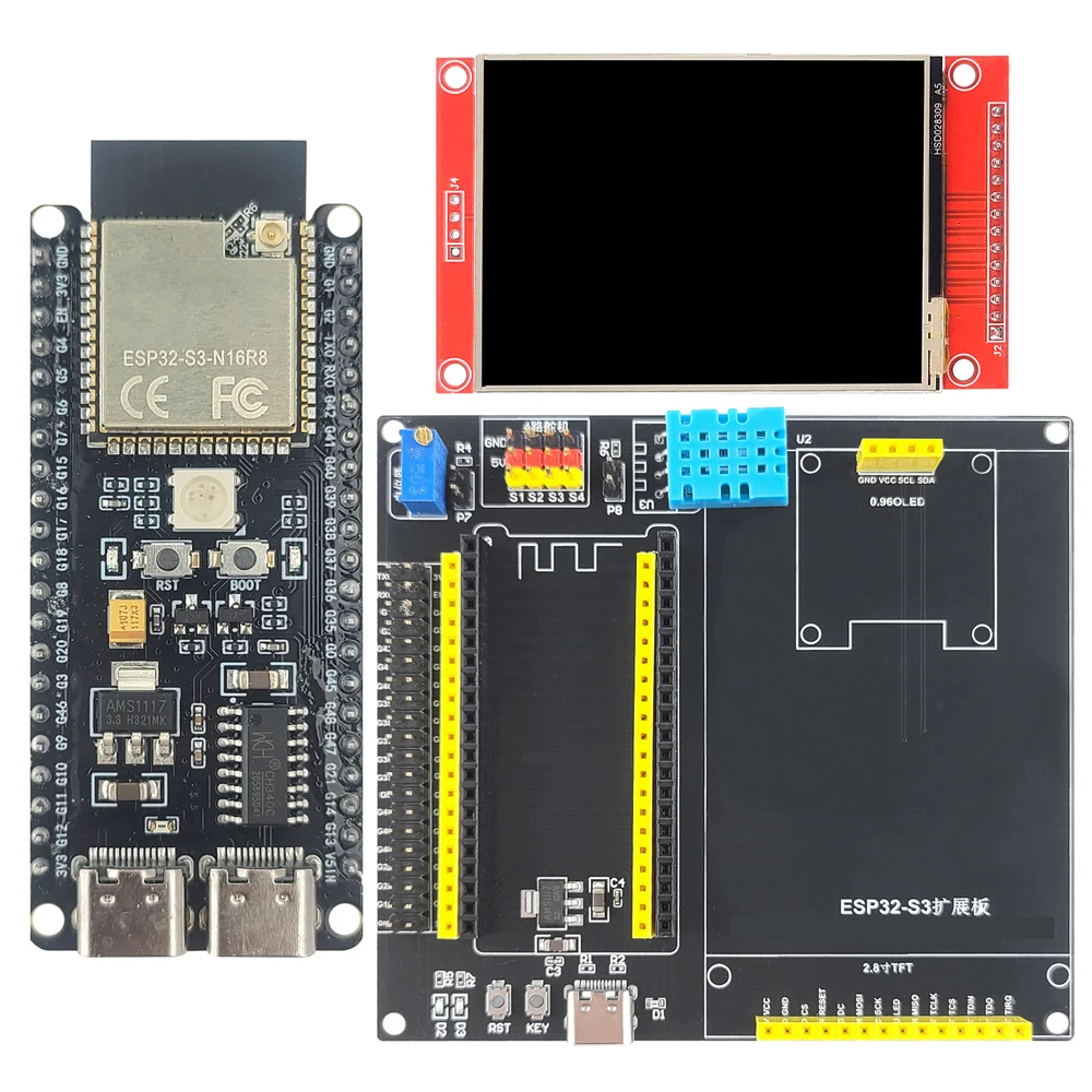 ESP32-S3-DevKitC-1 Development Board Kit With 2.8 Inch TFT LCD BT 2.4G Wifi Module 8MB PSRAM 16MB FLASH N16R8 42Pin CH340C TypeC