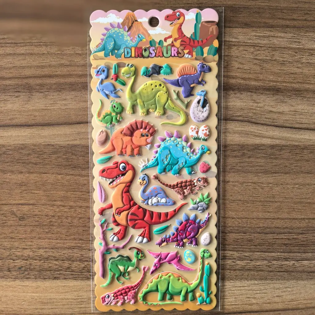 4 シートの恐竜 3D ステッカー - 子供の工作、ノート、部屋の装飾用のカラフルな恐竜デカール BulingBulingStickers ストア