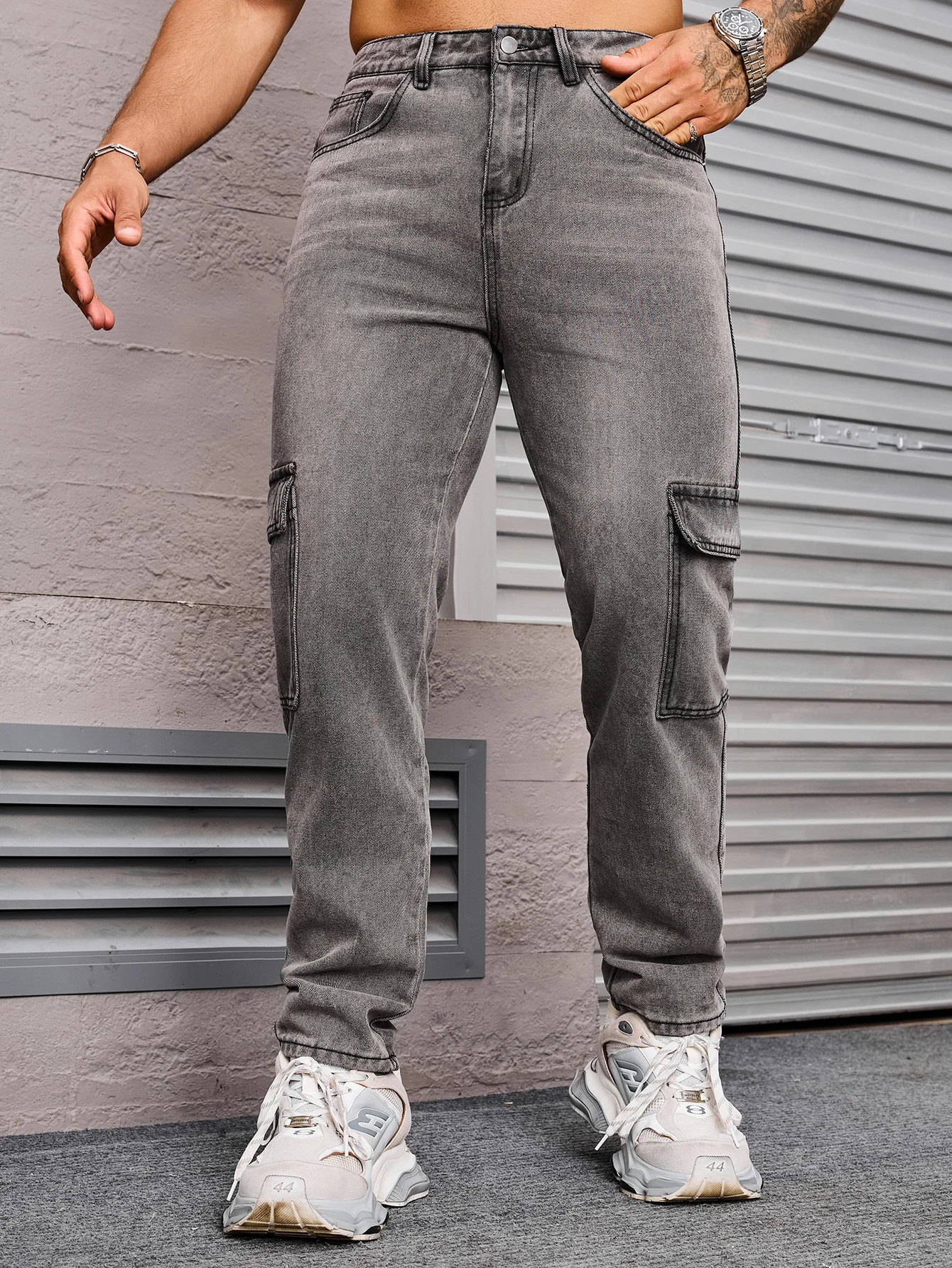 

Мужские повседневные джинсы-карго стандартного кроя с несколькими карманами, прочная рабочая одежда, брюки для мужчин, всесезонные, комфортные, размеры XS-XL