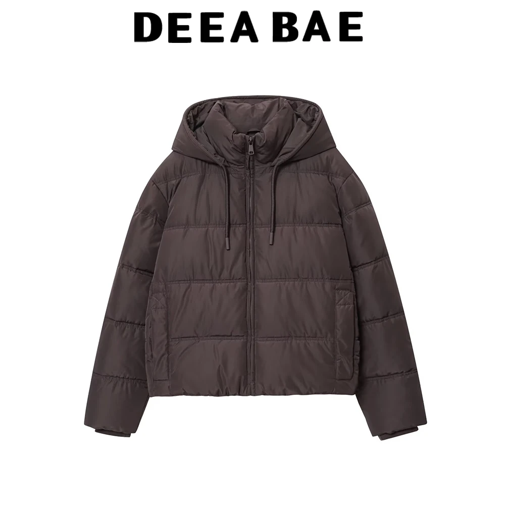 

DEEABAE Women's Autumn New Fashionable Loose and Versatile Warm Cotton Clothes with Wind Hats and Thick Cotton Jackets
