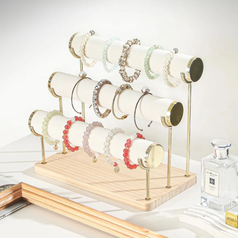 

Bracelet Holder Display Bracelet Organizer Stand, Gold Detachable Bangle Storage Rack for Selling, Velvet Wrap Watch Holder with