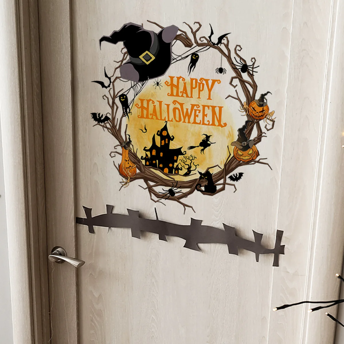 30*30cm Vine Castle Bat Halloween Wall Stickers Living Room  Background Wall Home Decoration Wall Stickers Wallpaper Ms8489