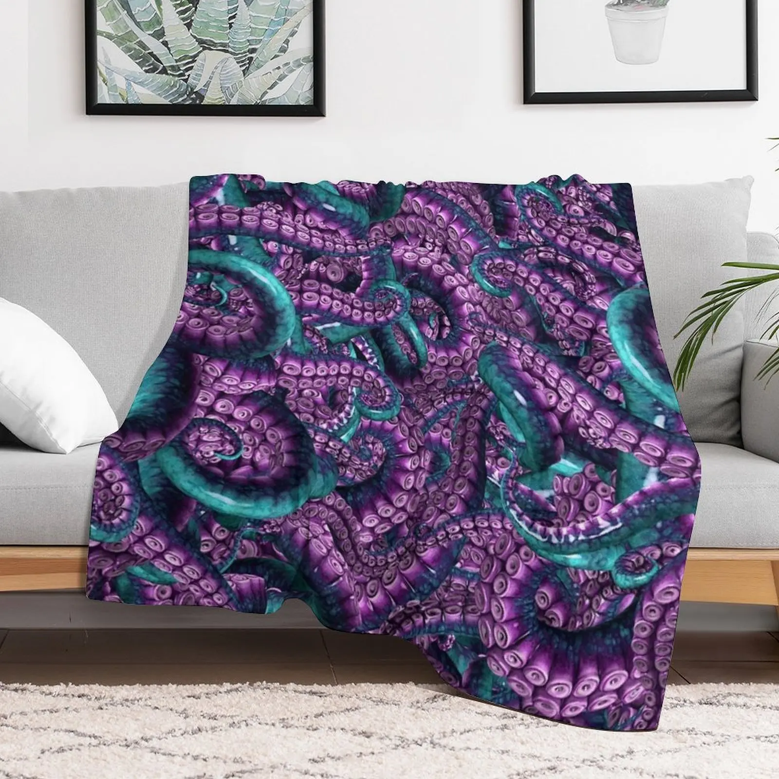 HR More Tentacles ~ Teal & Violet Throw Blanket sofa bed Soft Beds halloween Blankets