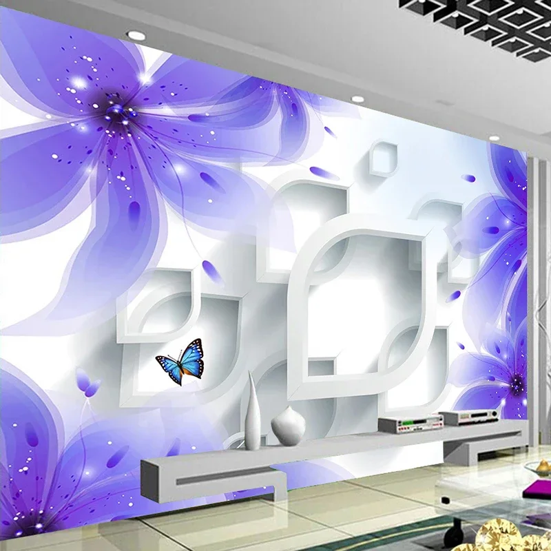 Custom 3D Photo Wallpaper Modern Romantic Flower Geometric Pattern Interior Decoration Picture Bedroom Living Room TV Background