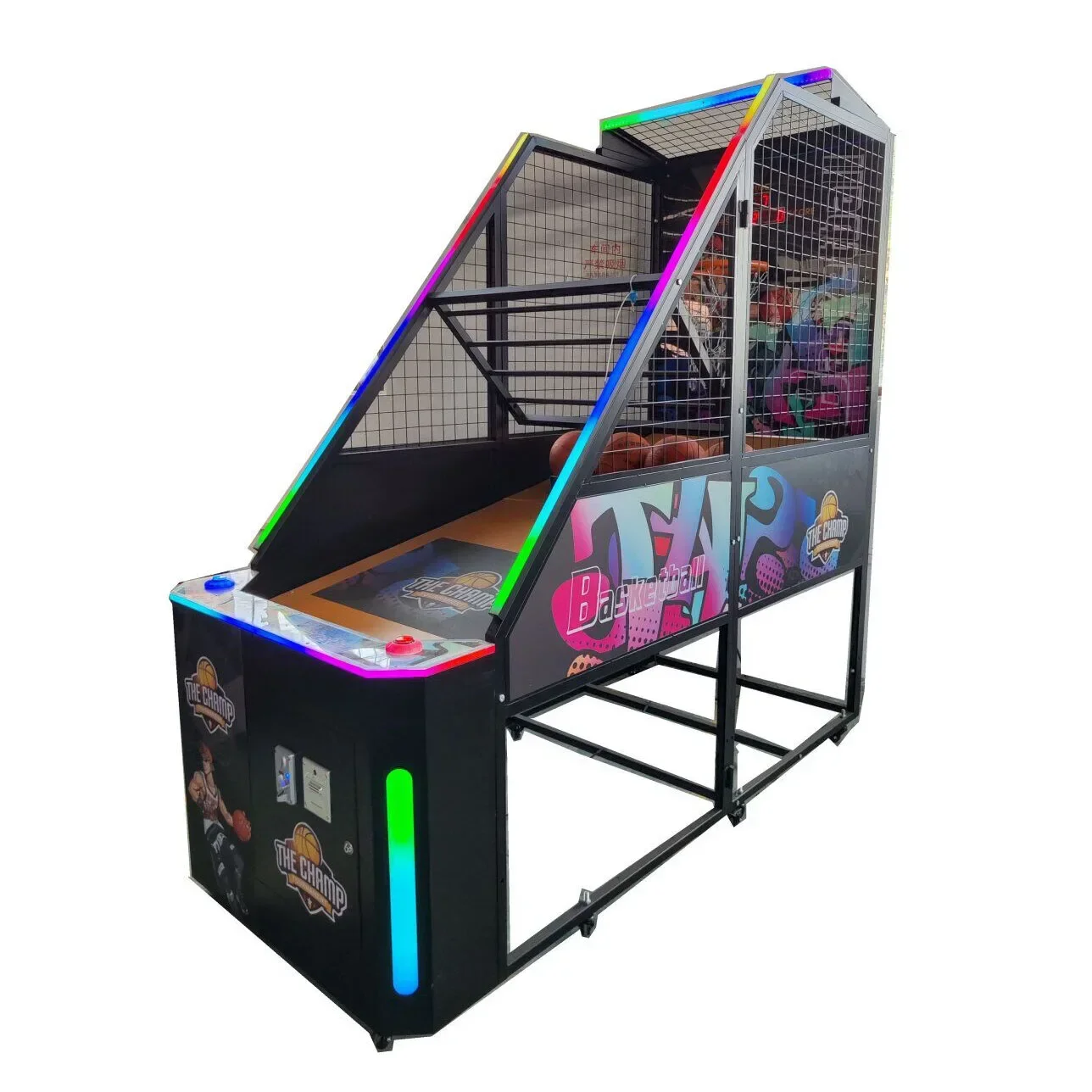 

Hot Selling Coin Operated Pitching Scoring Arcade Sports Games Led Street Basketball Game Machine