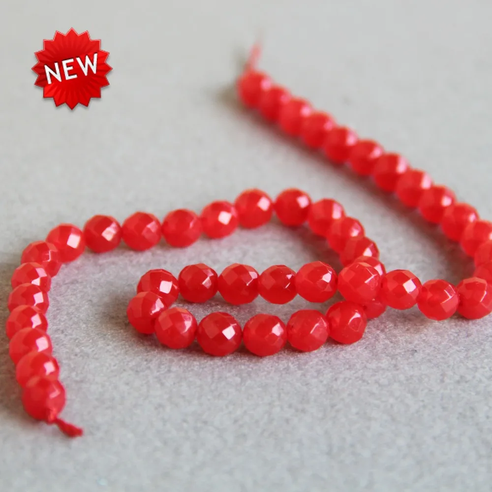 8mm Faceted Red Ruby Chalcedony Beads Round DIY Natural Stones Jasper Jade Gemstone 15inch Faceted Girl Jewelry Making