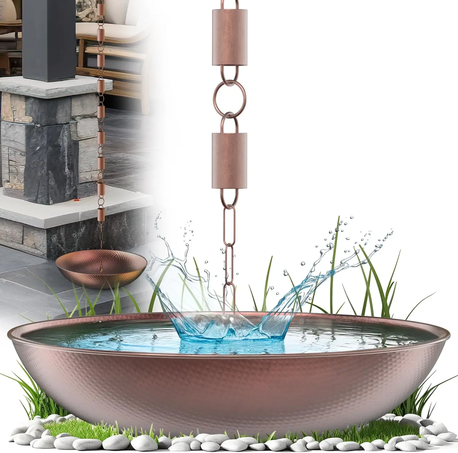 

Медная дождевая цепь-дренаж для легкой установки, с патиной, диаметр 16,25 дюйма