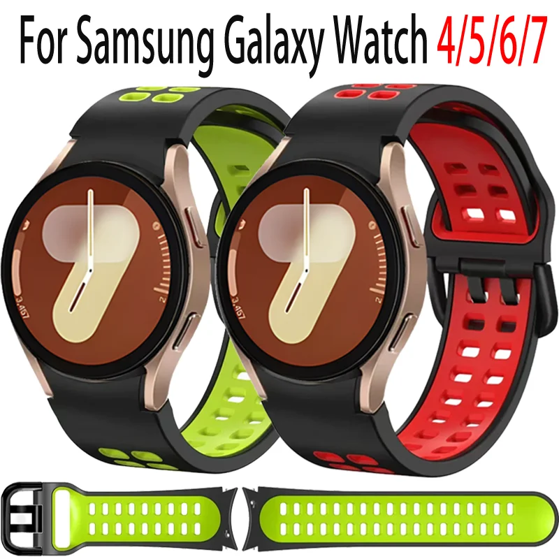 Siliconen Band Voor Samsung Galaxy Horloge 7/6/5/4 40mm 44mm Sport Ademend Comfortabele Armband Voor Horloge 5 Pro 45mm 6/4 Classic
