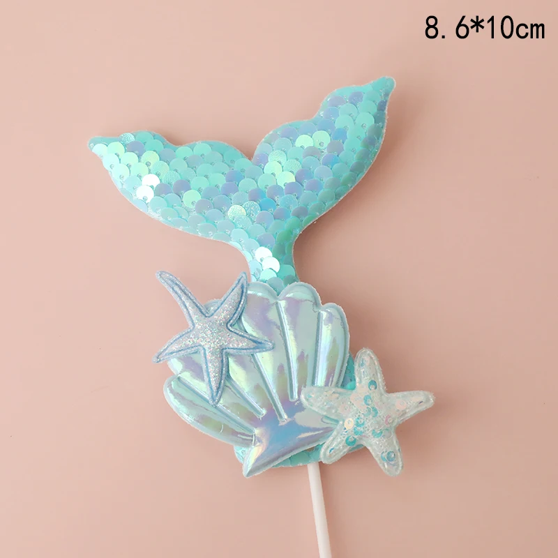 Decoraciones de sirena Ocean World para pastel de niña, postre de cumpleaños, cola de pez, acrílico, suministros de fiesta de cumpleaños para niños, regalo