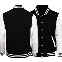 90s Black White Solid Color Jacket Loose Oversized Clothes Casual Men Women Baseball Clothes Personality Street Coat Jackets