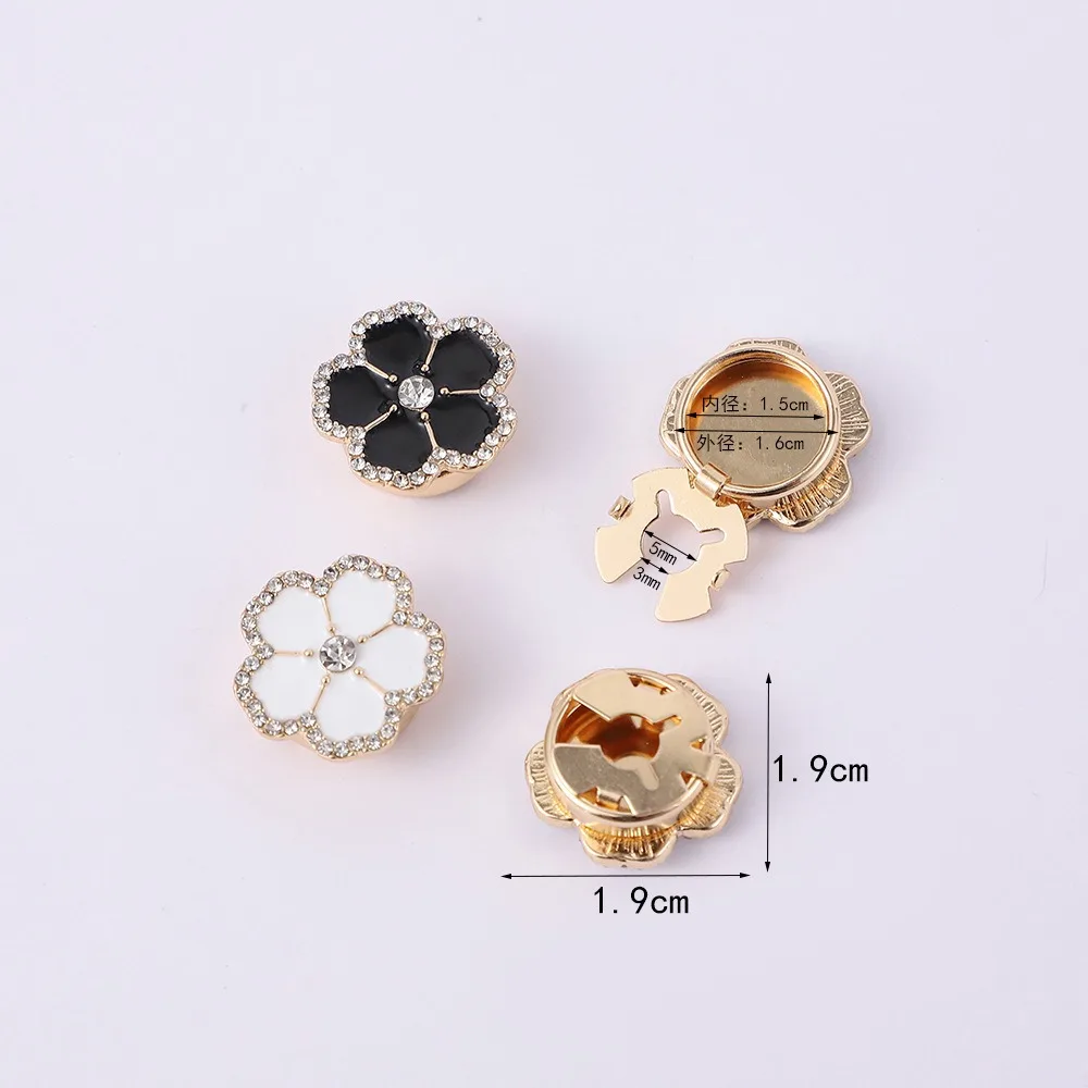 2 قطعة أزرار أكمام على شكل زهور على الطراز الكوري قميص نسائي فاخر من حجر الراين أزرار ملابس عصرية مستديرة إكسسوار أنيق بالجملة #2