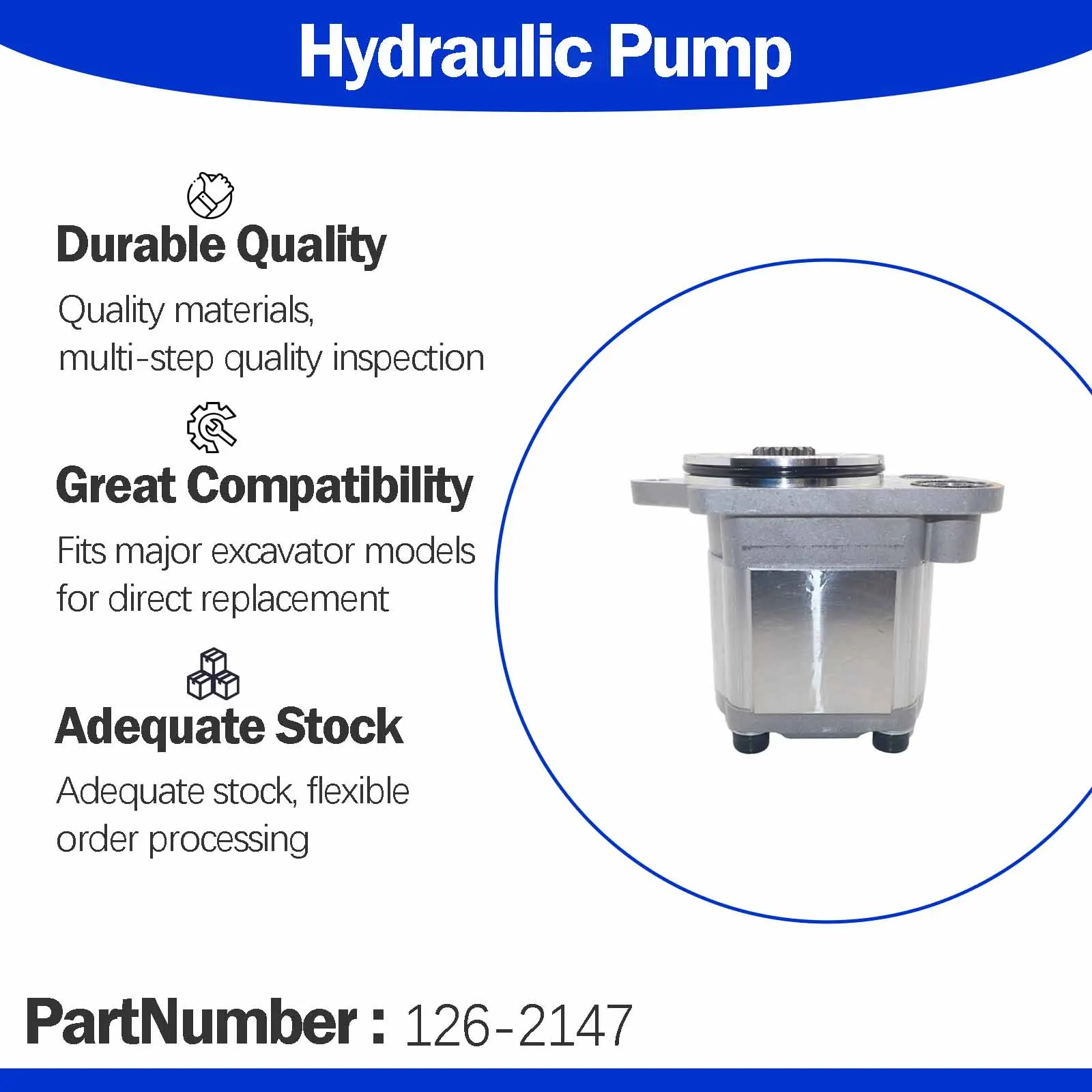 Pilot Gear Pump 126-2147 1262147 For Caterpillar CAT 330B L 330B 345B L 345B Excavator