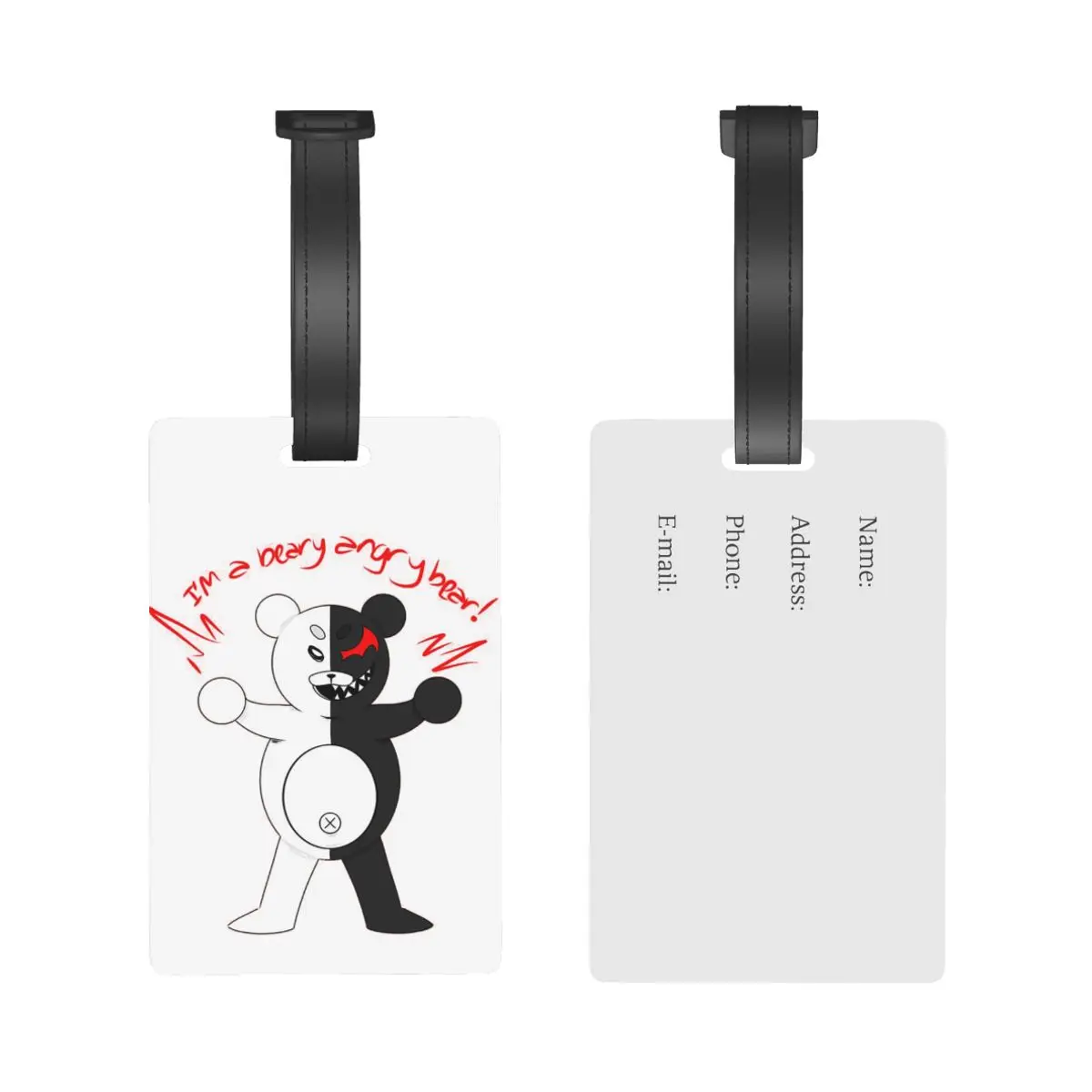 I'm A Beary Angry Bear Monokuma Danganronpa Luggage Tags Suitcase Travel Baggage Boarding Tag Label Holder ID Name Address