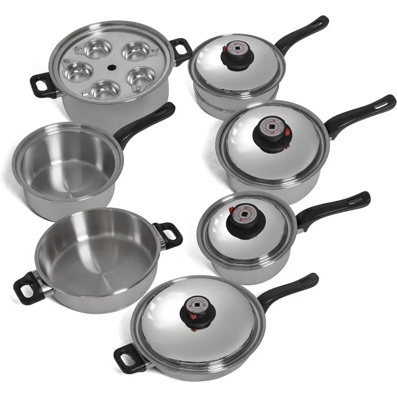 

Kitchen stainless steel cookware set suitable for induction cooker， pots sets for cooking