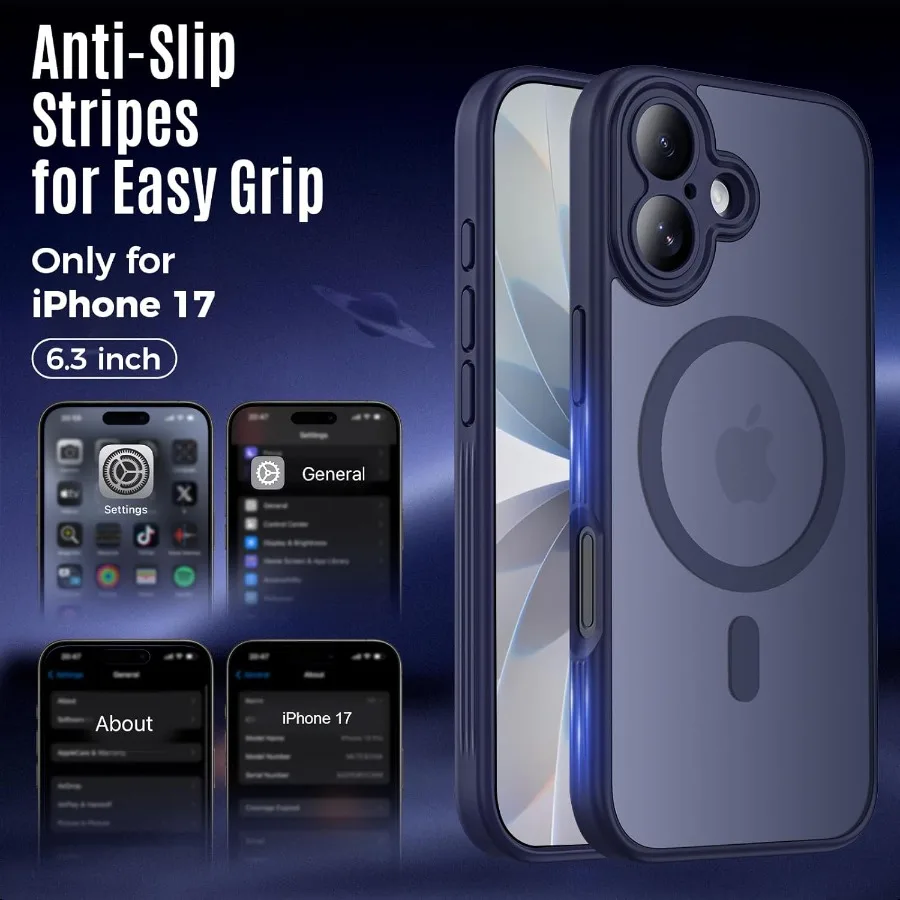 Designed for iPhone 17 Case Compatible with MagSafe [Cameratection] [15FT Military Droptection] Shockproof Translucent Matte An