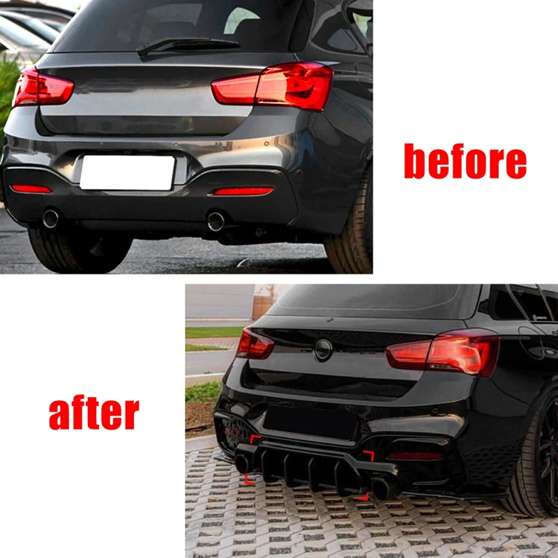 Rear Bumper Diffuser Spoiler Lip Rear Lip Spoiler Rear Blade Wind Blade For BMW 1 Series F20 LCI M140I M Tech Sport 2015-2019