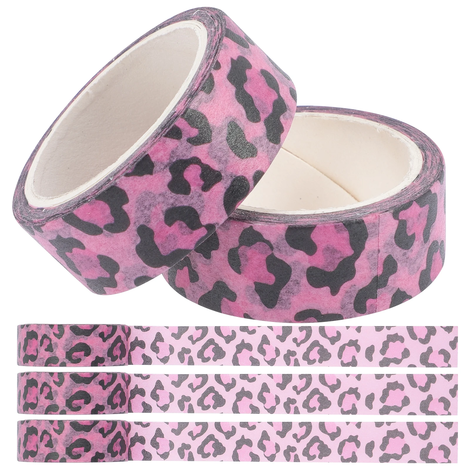 5pcs 5 Rolls Leopard Print Paper Adhesive Craft For Diy Scrapbooking Journal Wrapping Stickers Rolls Masking Tape Self Adhesive