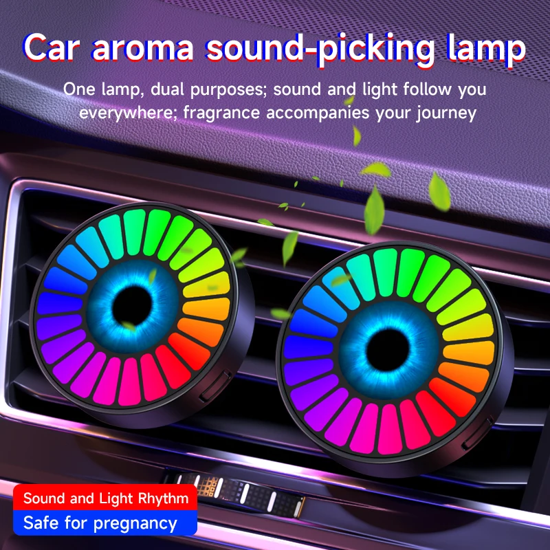 Car USB Interior Air Outlet Aromatherapy Round Pickup Ambient Lamp RGB Colorful Ambient Air Fresher Cologne Ocean Fragrance