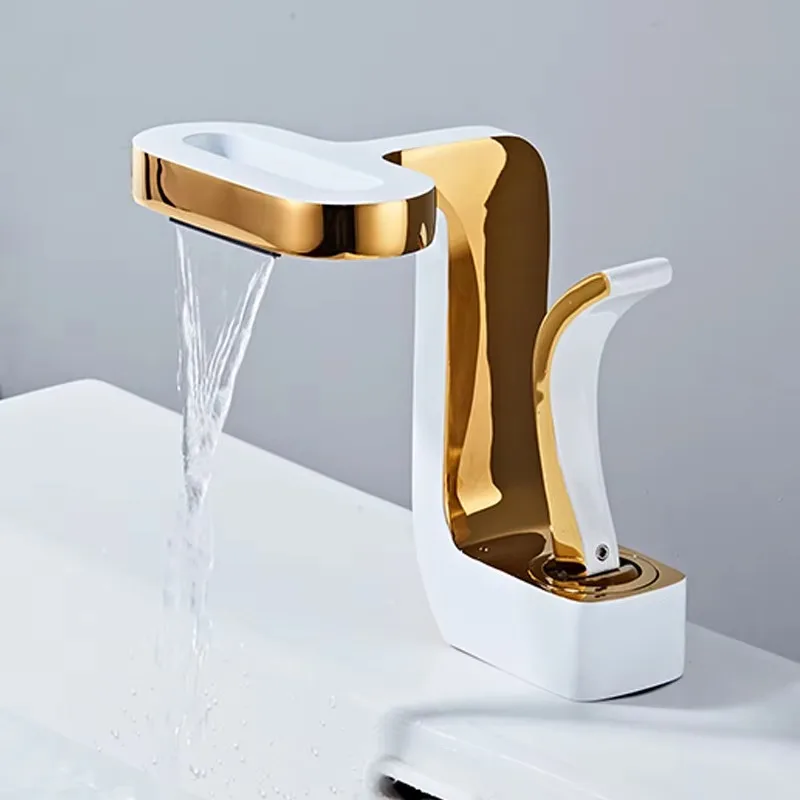 

Art special design hot and cold basin faucet single handle waterfall bathtub