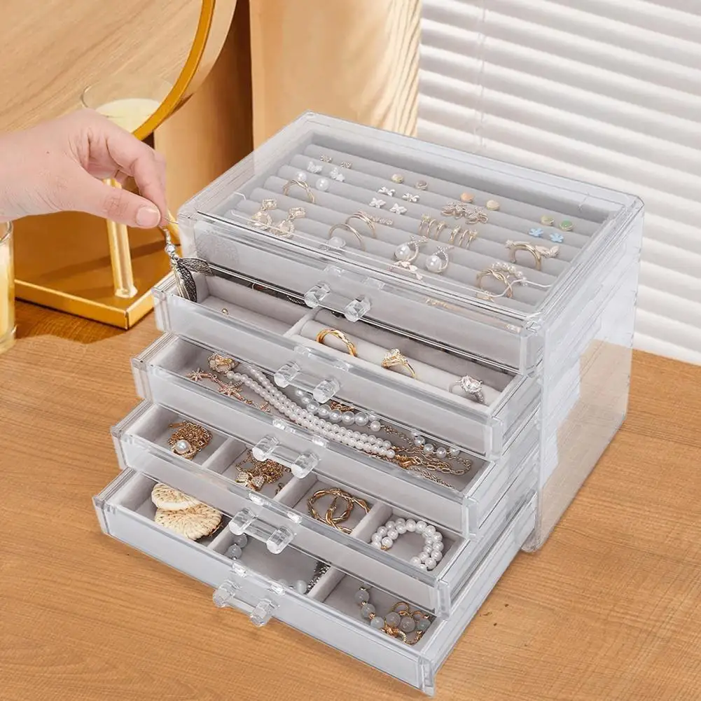 Jewelry Case Acrylic Jewelry Box Organizer Multi-layered Storage Drawer for Rings Earrings Necklaces Elegant Jewelry for Women