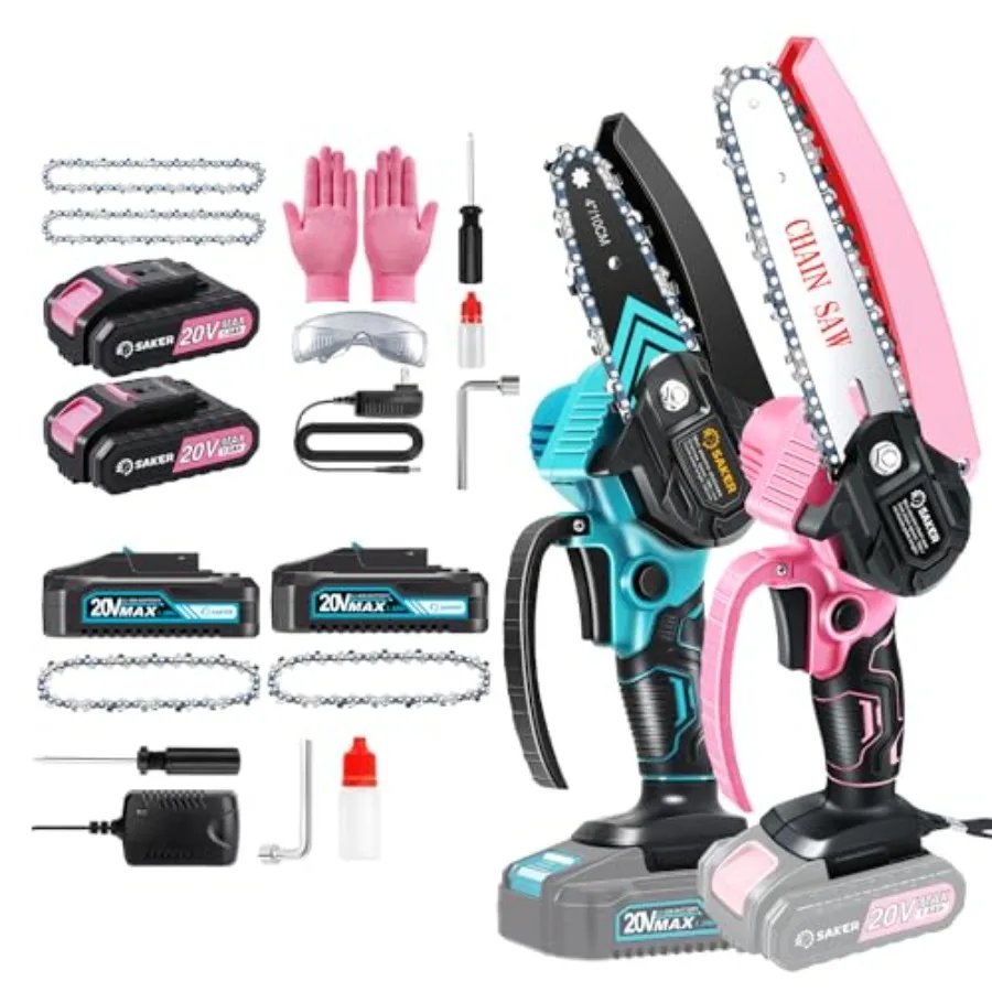 

Mini ChainsawPortable Electric Cordless Chainsaw and Saker Mini Electric Chainsaw 6 Inch Pink