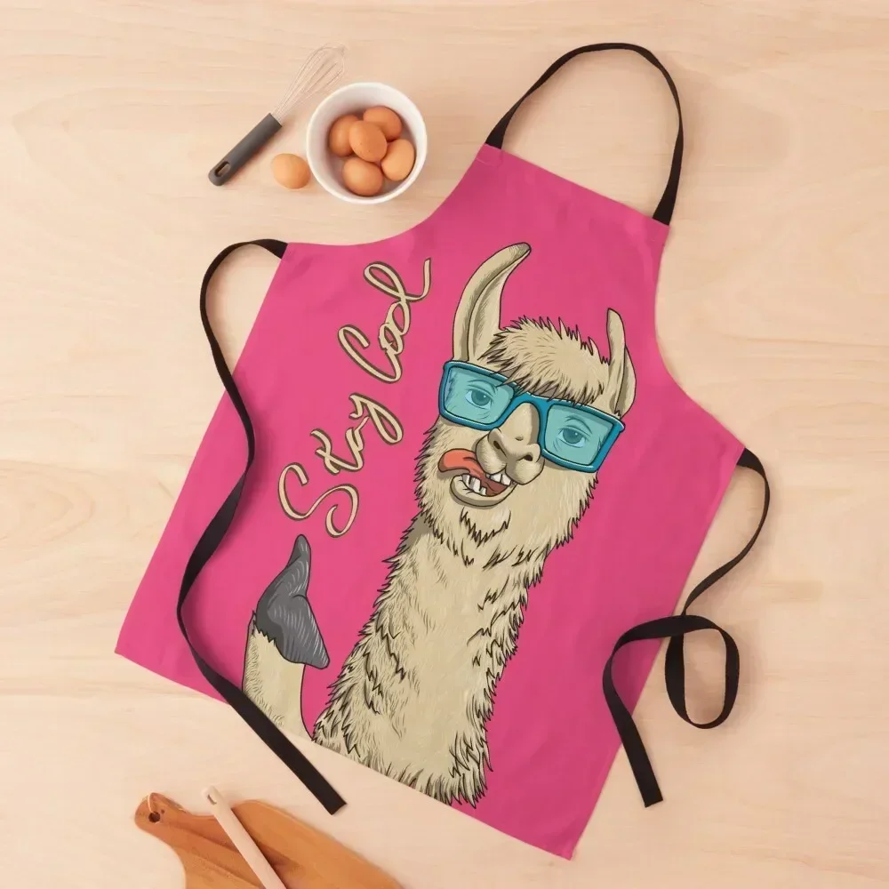 

Stay Cool llama Apron Restaurant Kitchen Equipment Women Kitchen'S Things For The Home kitchen girl Apron