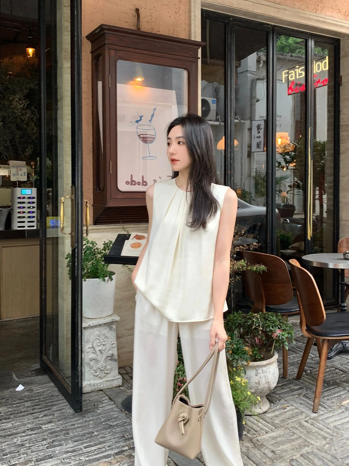 

High quality sleeveless wide leg pants, summer O-neck unique pleated design jumpsuit, women's solid color casual high waisted pa