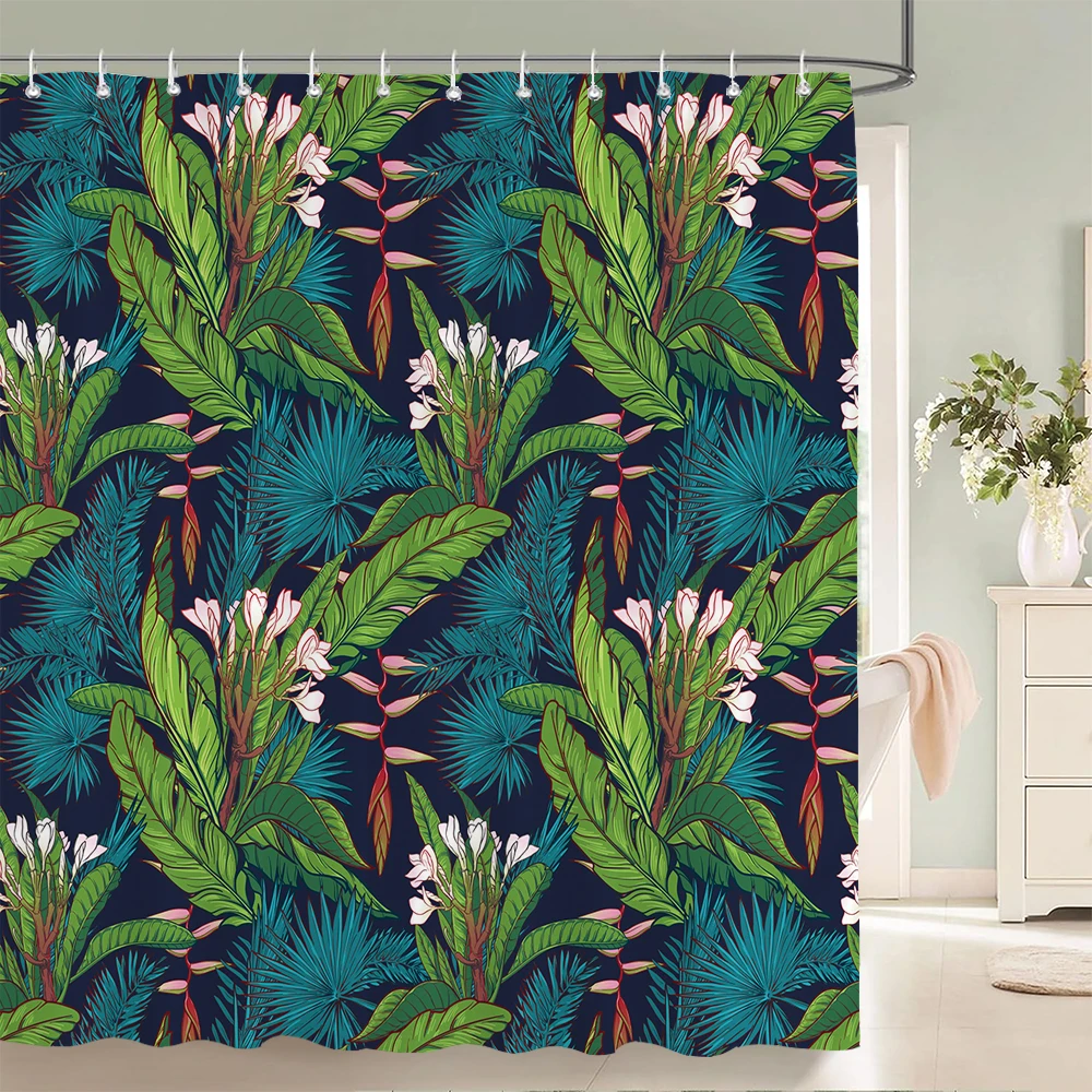 

Beautiful Flowers Shower Curtain Bathroom Waterproof Shower Curtain Leaves Plant Printing Curtains for Bath Shower With Hooks