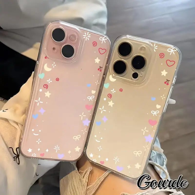 

Gourde Sweet Bow Stars Pattern Phone Case for iPhone 16 15 14 12 13 11 Pro Max IP 7 8 Plus Iphon X XS XR Xs Max