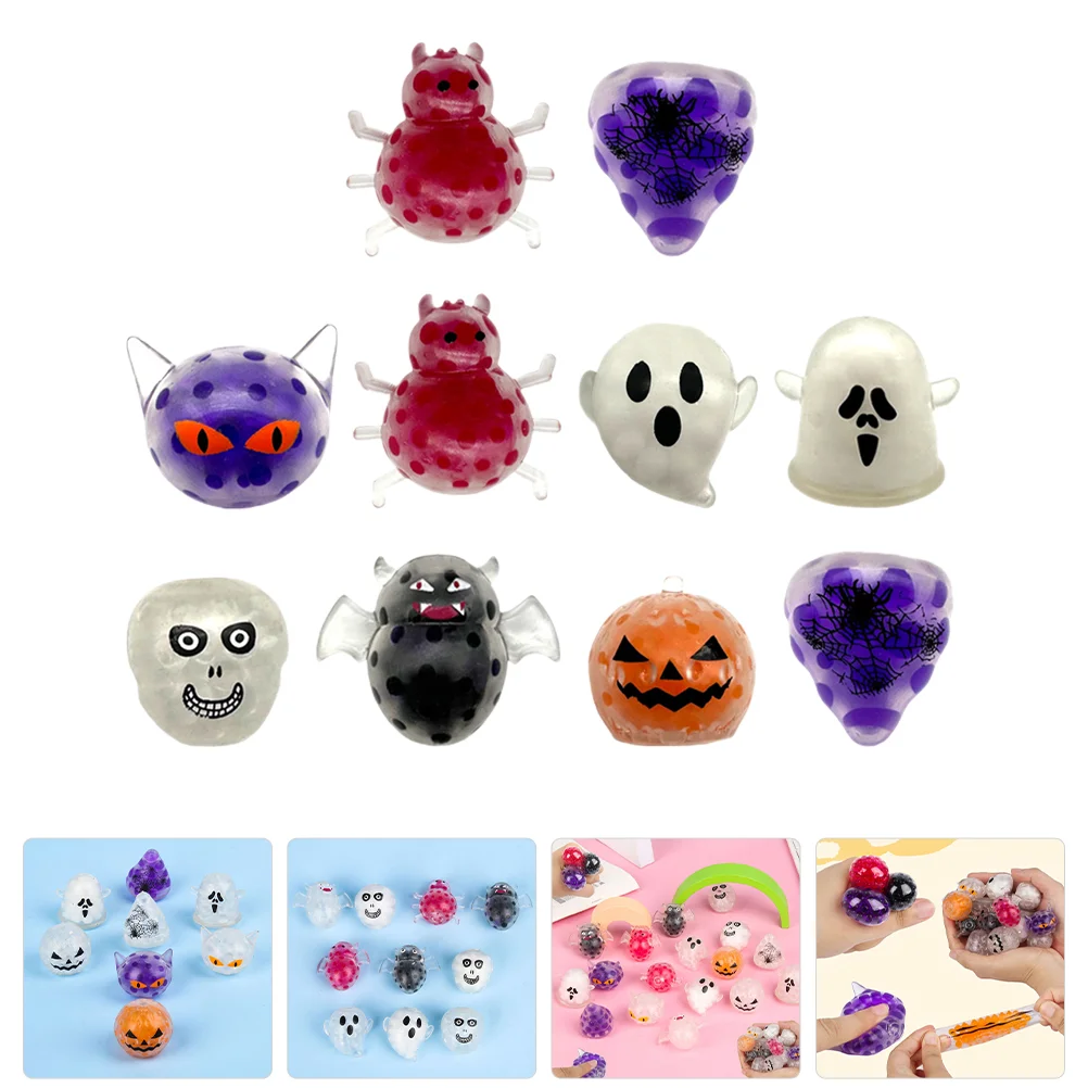 

10 Pcs Halloween Dumpling Fun Toys Stress Balls Bulk Sensory Household Mixed Style Elastic Stretchy for Adults