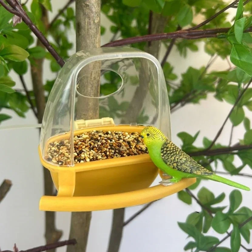 앵무새 Portable Durable Bird Feeder Well Designed Clear Parrot Watering Bowl High Quality Bird Food Container Hanging Bird Food