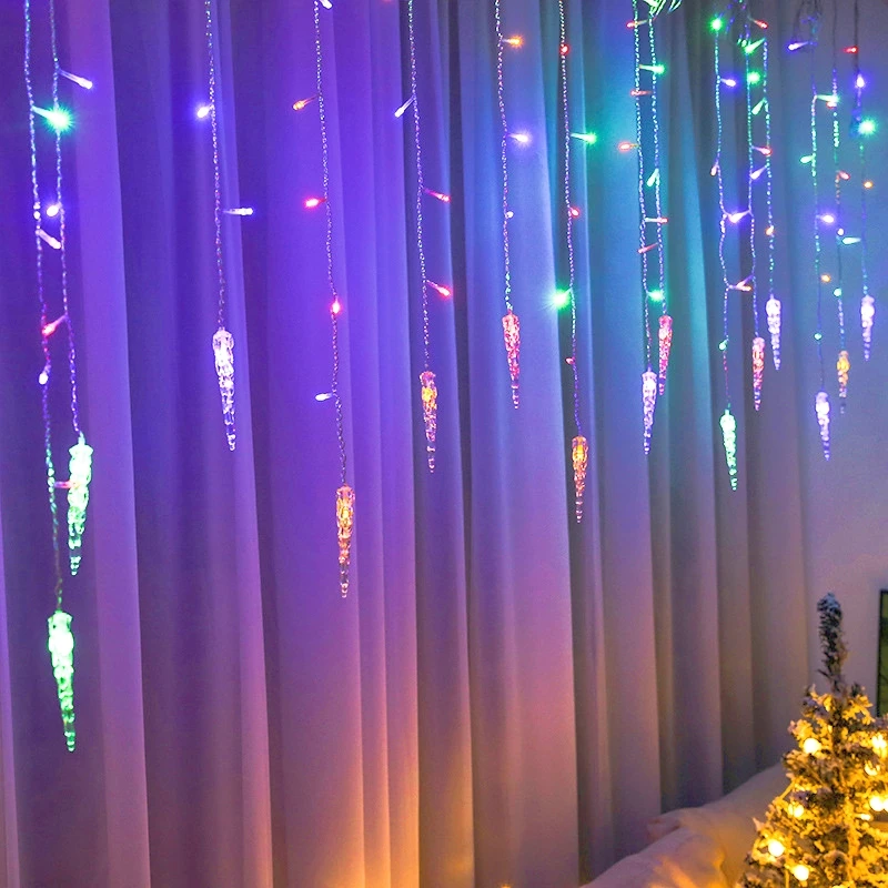 الستار LED جليد سلسلة أضواء الاتحاد الأوروبي التوصيل عيد الميلاد جارلاند تدلى ضوء الزفاف حديقة الشارع السنة الجديدة عيد الميلاد الديكور #5